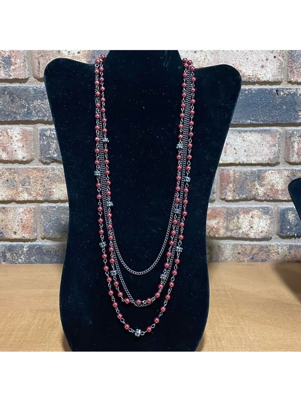 RMN The Roman Company Red Beaded multi layered necklace